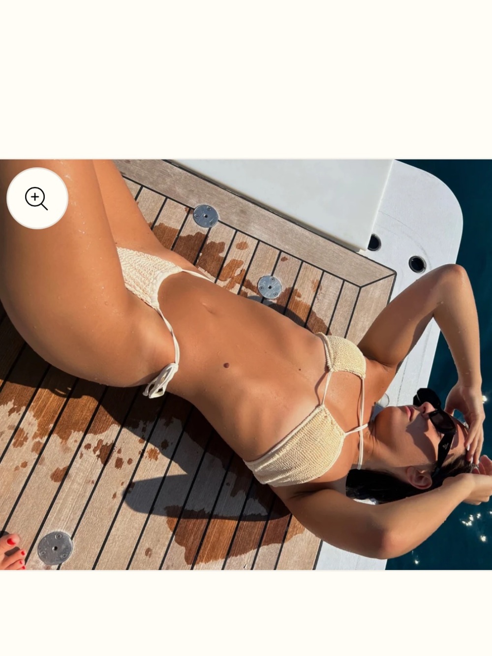 Strawberry Milk Mob Cream Textured bikini top - Side chick top